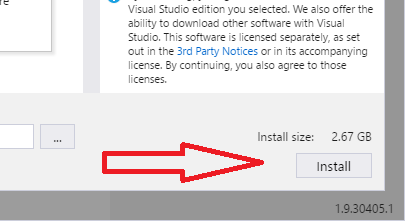 Visual Studio install