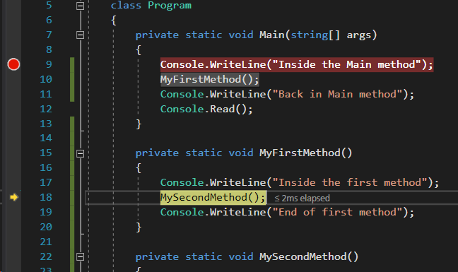 Visual Studio Step Out