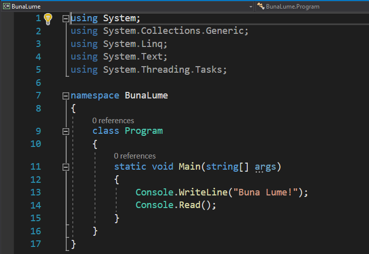 structura unui program in C#